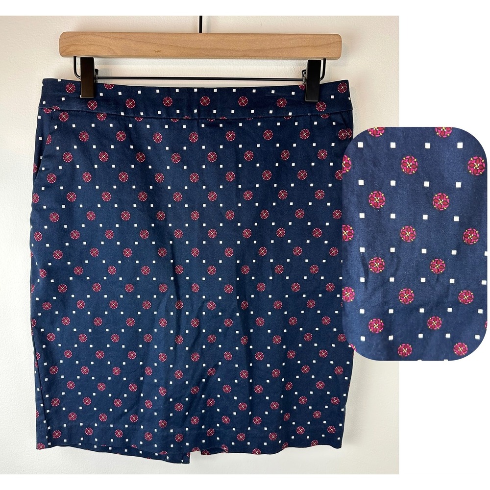 TOMMY HILFIGER Navy Blue, Maroon, Pink & White Straight Pencil Skirt | 8